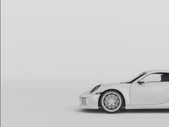 white porsche against white background button icon for services unlimited detailing